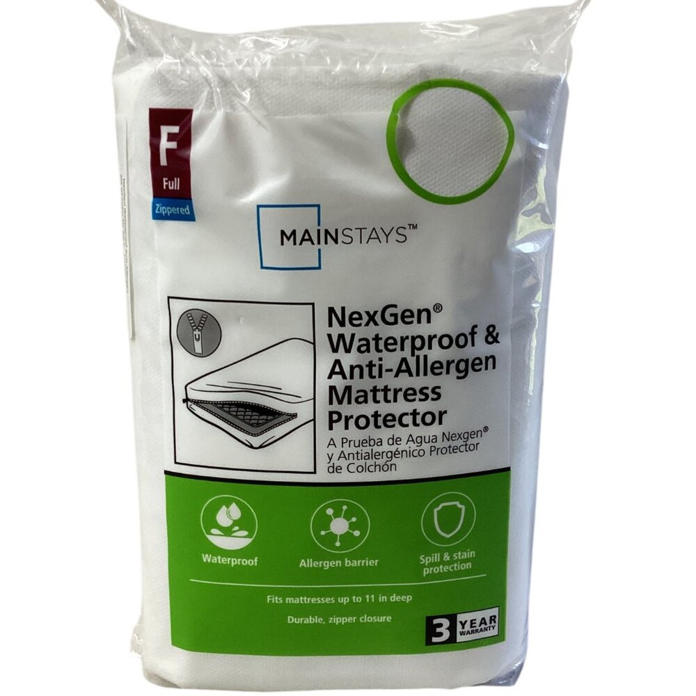 Mainstays NexGen Waterproof & Anti-Allergen Zippered Mattress Protector in Full